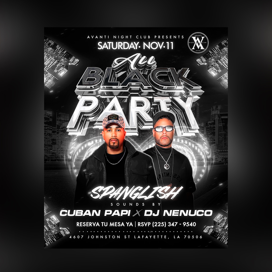 All Black Party Flyer Design, Nightclub Event, Luxury Party, DJ Performance, Urban Nightlife Poster