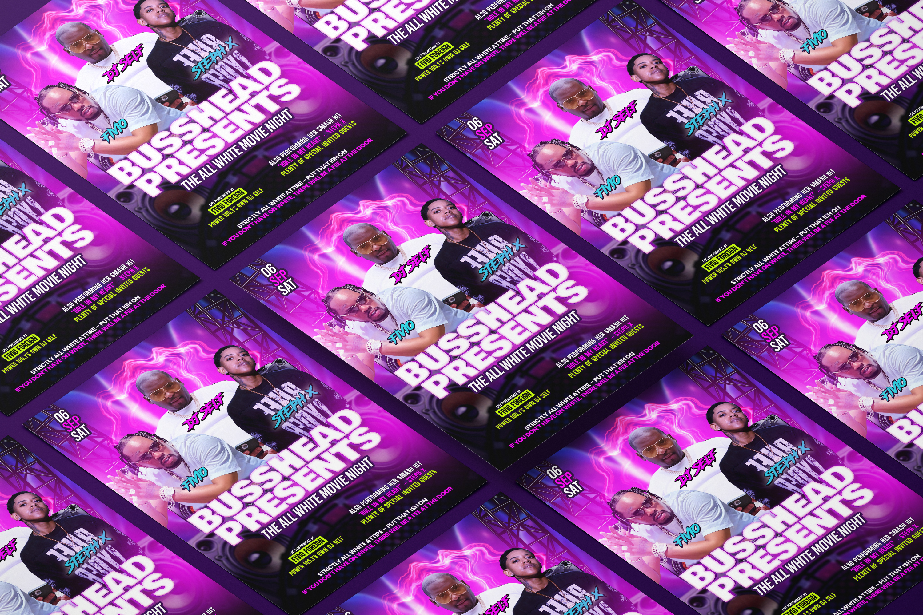 Urban Nightlife Event Flyer Design, The All White Movie Night