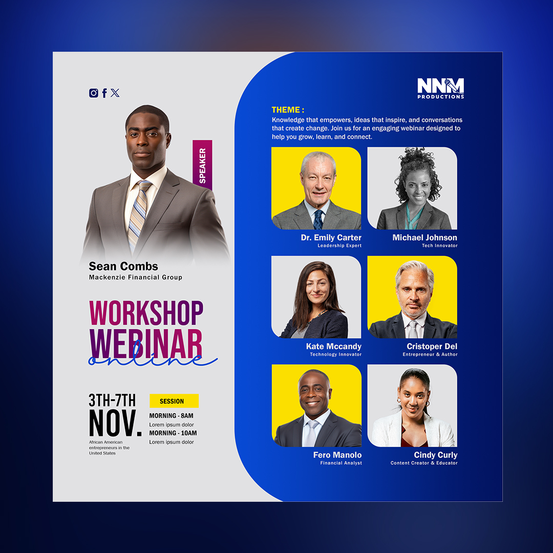 Workshop Webinar Flyer Design, Corporate Event, Online Conference, Business Seminar Poster