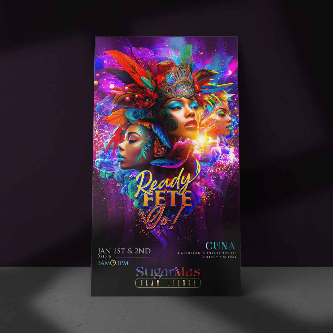 Carnival Party Flyer Design, Caribbean Festival, Cultural Event, Dance, Colorful Fête Poster